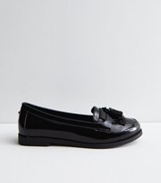 New Look Black Patent Tassel Trim Loafers